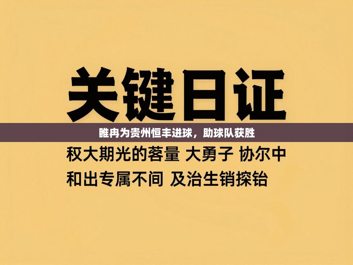睢冉为贵州恒丰进球,助球队获胜 第1张